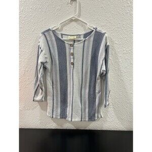 Paperlace Size Medium Blue And White Striped Top 100% Cotton